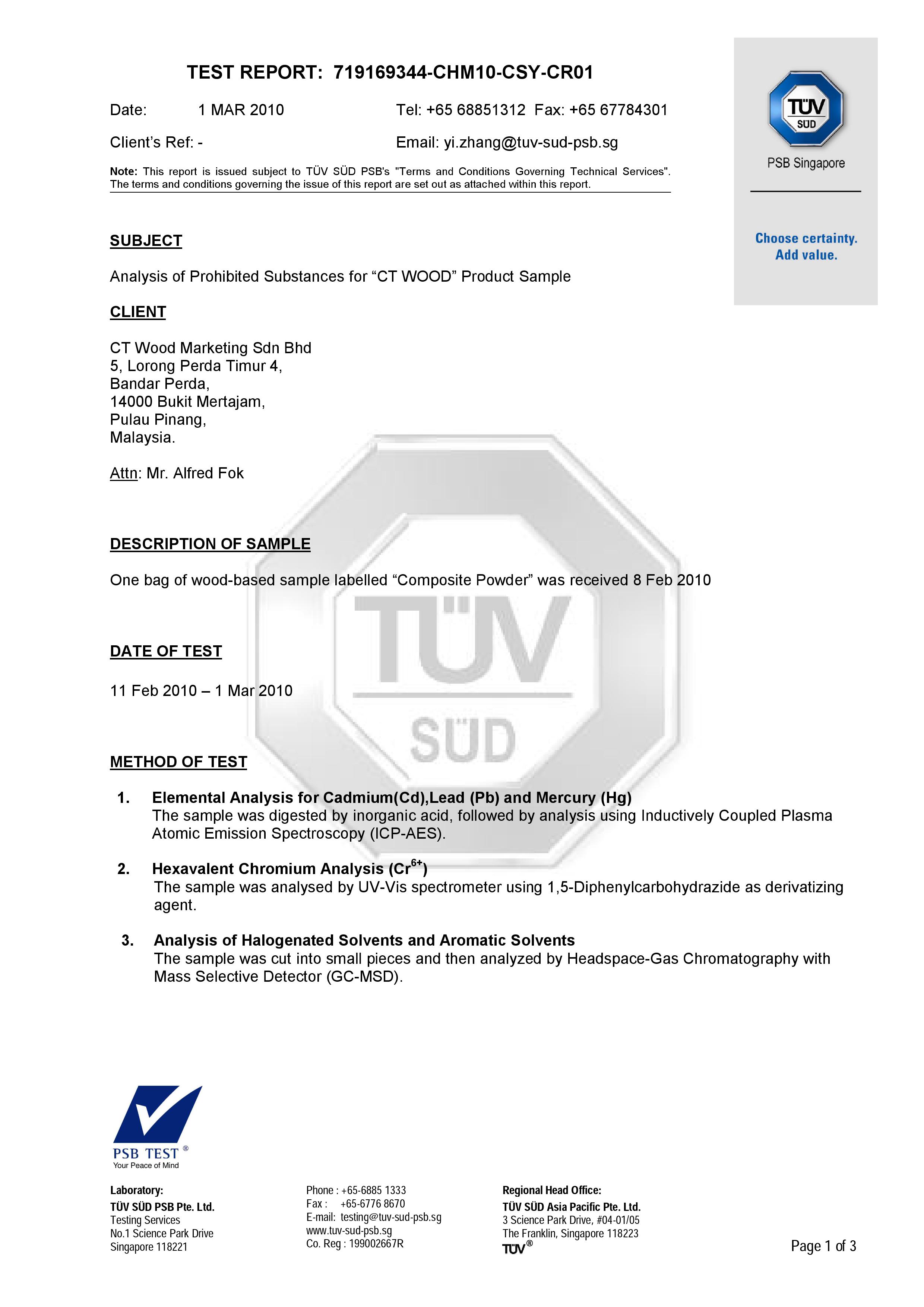 SINGAPORE TUV - SUD TEST