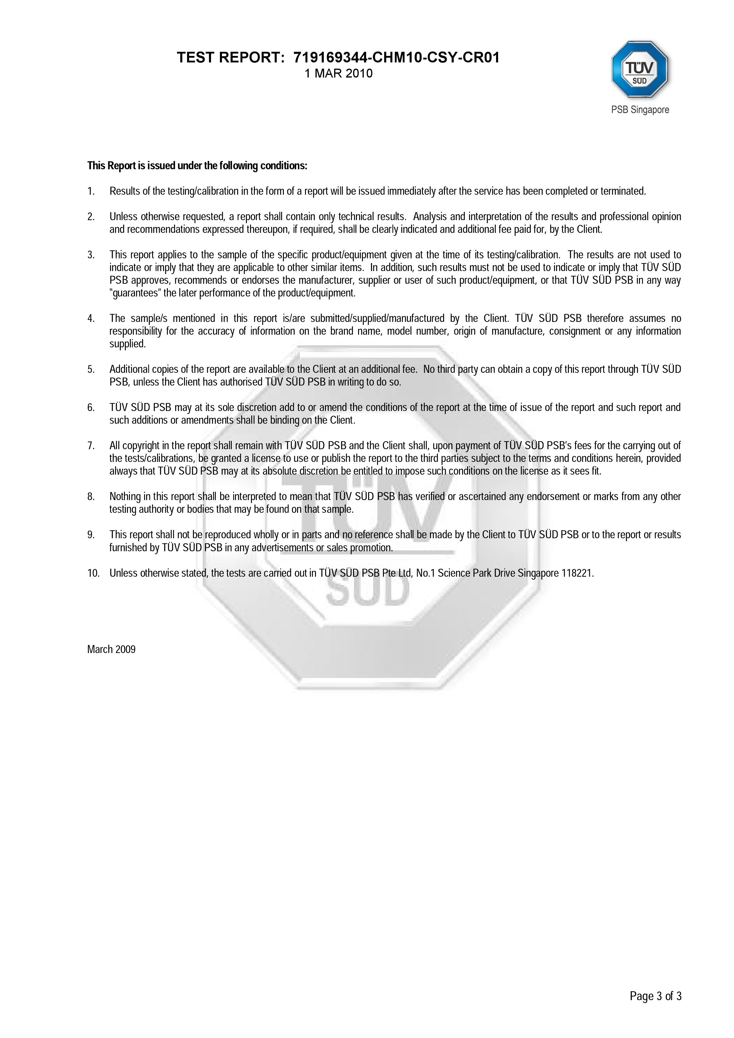 SINGAPORE TUV - SUD TEST
